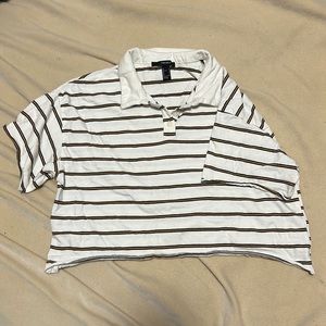 Striped, cropped forever 21 collared tshirt